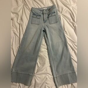 Altar'd State Light Blue Wide Leg Jeans with Front Patch Pockets